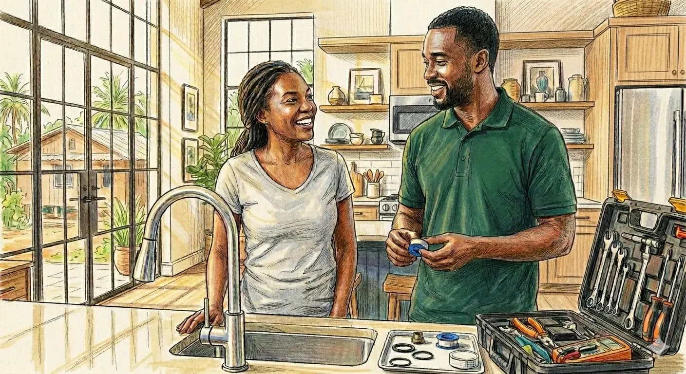 a customer and a provider after a complete job.